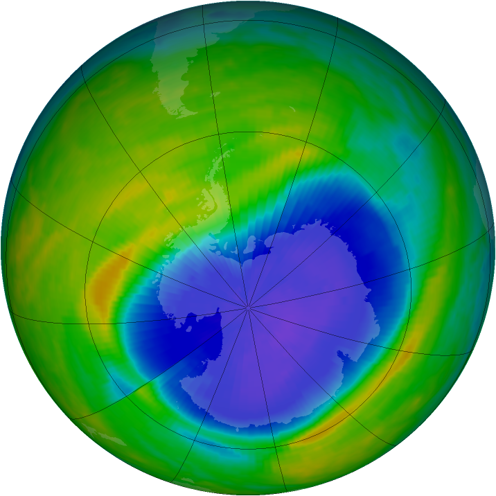 Antarctic ozone map for 16 October 1985
